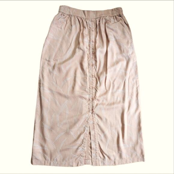 Prana Swift Lake 100% Tencel Lyocell Leaf Print Button Front Midi Skirt - Picture 1 of 5